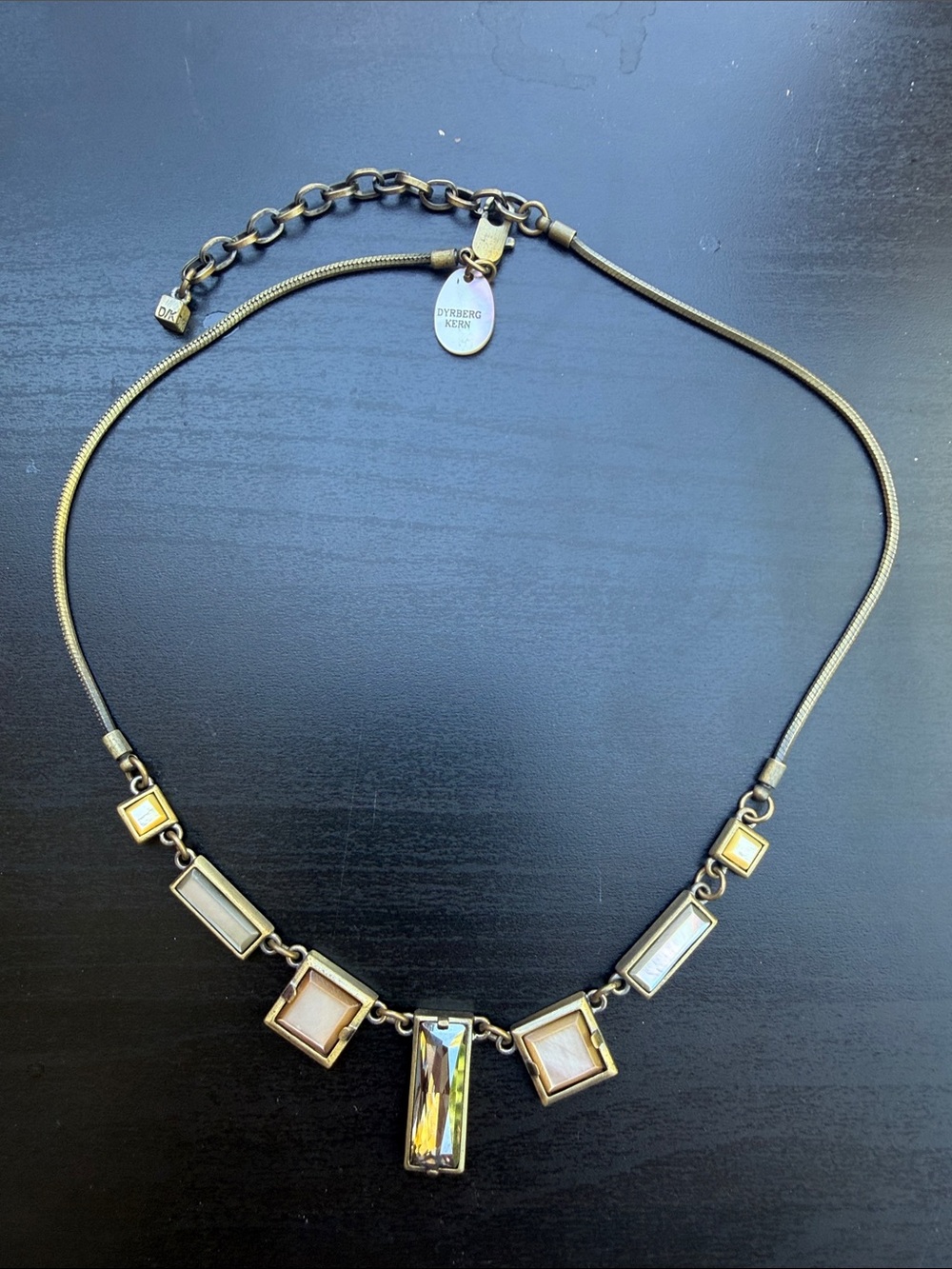 Dyrberg/Kern Gold-Tone Rectangular Crystal Necklace - Gold